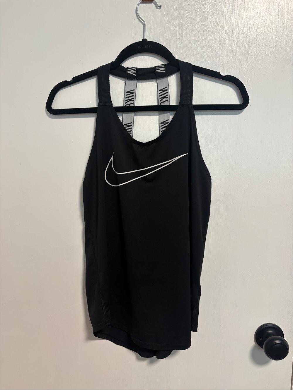 Nike Black Tank Top with White Swoosh and Logo Straps